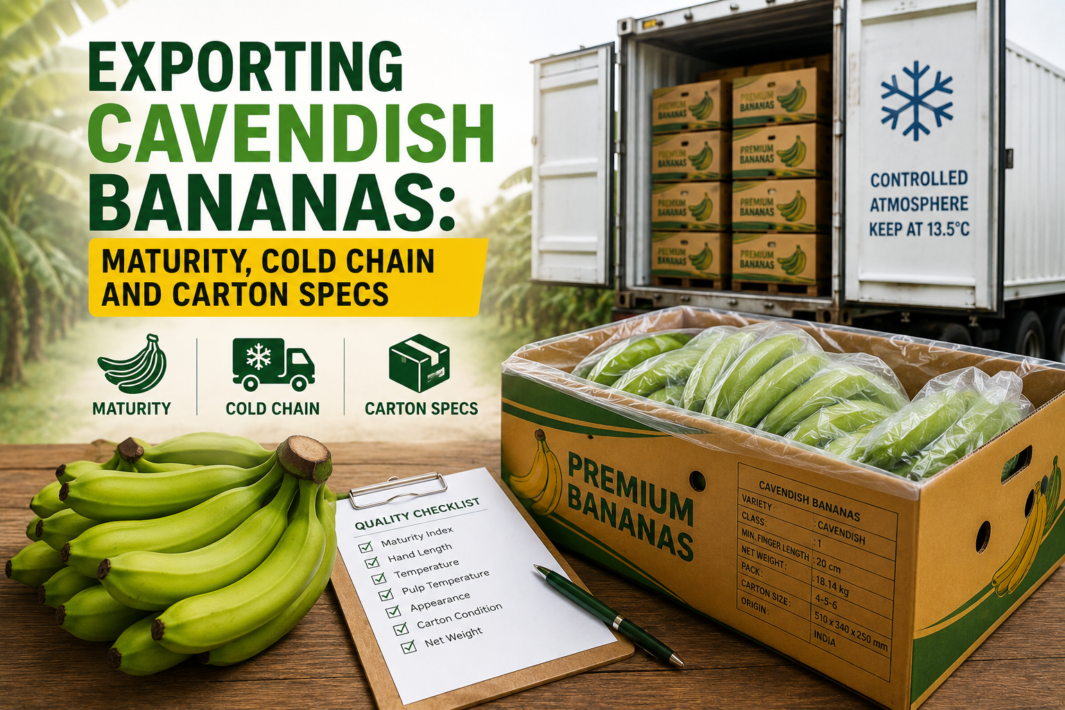 Exporting Cavendish Bananas: Maturity, Cold Chain and Carton Specs